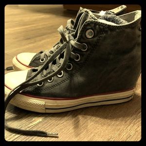 Wedge Heel Converse Chucks Distressed Navy Blue 😍